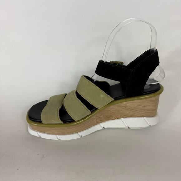 Sorel Joanie III Wedge Sandals Women's 8.5 Olive Green Suede Ankle Strap Buckle - Picture 6 of 10